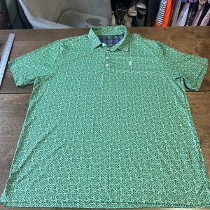 William Murray Geometric Design Short Sleeve Golf Polo Shirt Mens Xl Green